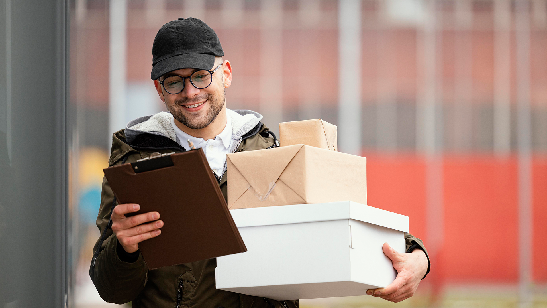 Courier carrying office documents for inter-office runs